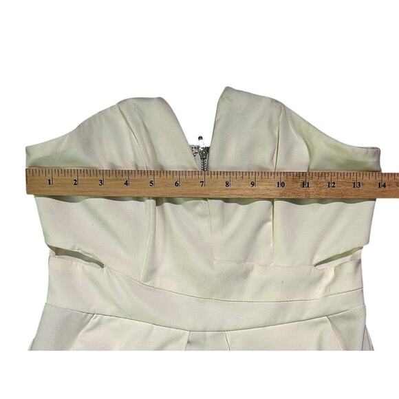 NWT  Luxxel White Bustier Split Leg Formal Jumpsuit Dress Small - Picture 3 of 8